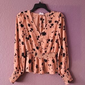 Sienna Sky Peach and Black Floral Blouse